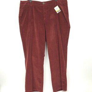 NWT Passports 24W Burgundy Casual Brushed Corduroy Pants Straight Leg Workwear
